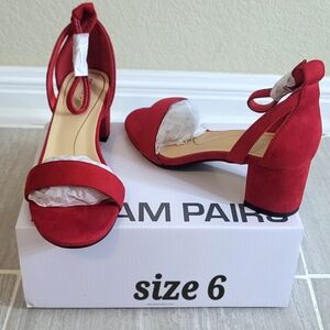 New Red Block Heel Sandals